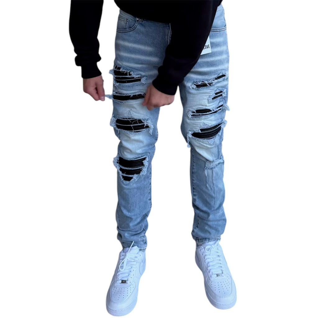 Leather Slim Fit Jeans