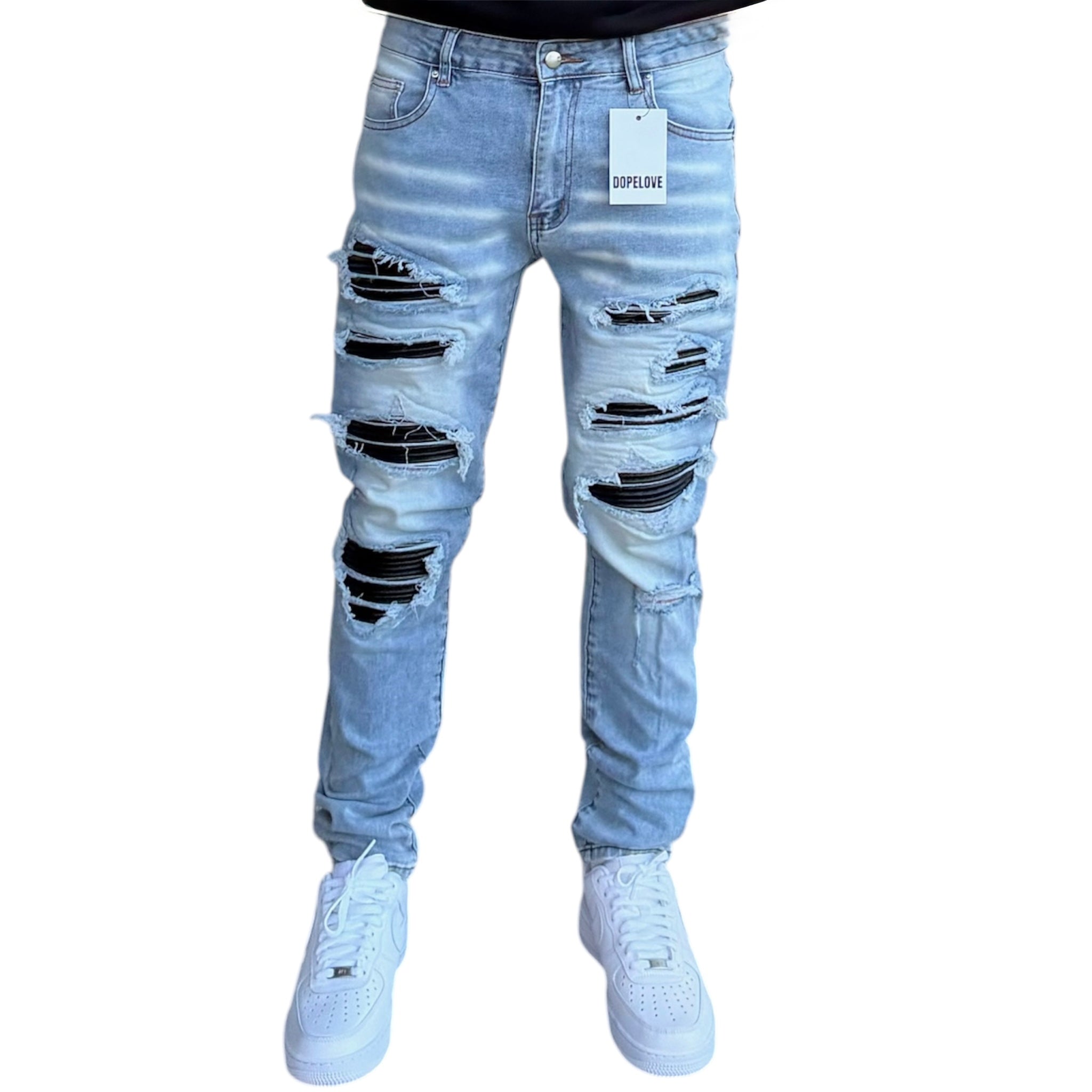 Slim fit leather jeans
