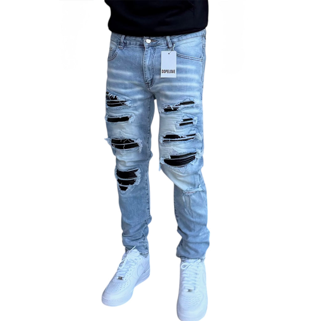 Slim fit leather jeans
